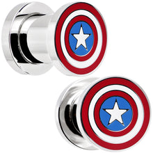 Load image into Gallery viewer, 0G Stainless Steel Licensed Captain America Screw Fit Plug Set

