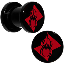 将图片加载到图库查看器，0G Black Acrylic Licensed Black Widow Logo Screw Fit Plug Set

