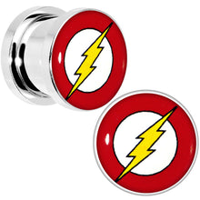 Load image into Gallery viewer, 7/16 Stainless Steel Licensed The Flash Logo Screw Fit Plug Set
