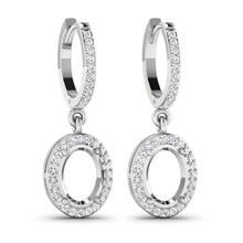 Load image into Gallery viewer, 0.32 Carat Genuine White Diamond 14K White Gold Semi Mount Earrings - holds 8x6mm Oval Gemstones
