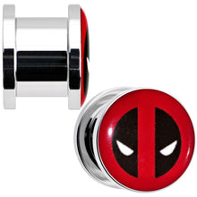将图片加载到图库查看器，1/2 Stainless Steel Licensed Deadpool Logo Screw Fit Plug Set
