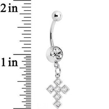 将图片加载到图库查看器，Clear Gem Ultra Mod Diamond Cross Dangle Belly Ring
