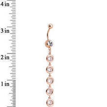 Load image into Gallery viewer, Clear CZ Gold Plated Skinny Line Drop Dangle Belly Ring
