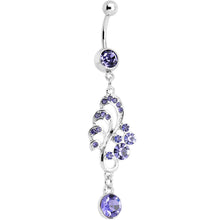 将图片加载到图库查看器，Purple Gem Summertime Drifting Leaf Dangle Belly Ring

