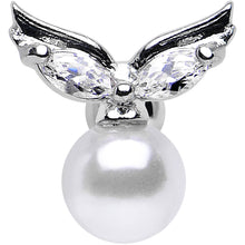 Load image into Gallery viewer, Clear CZ Imitation White Pearl Angel Wings Tragus Cartilage Earring
