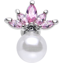Load image into Gallery viewer, Pink CZ Imitation White Pearl Jeweled Crown Tragus Cartilage Earring
