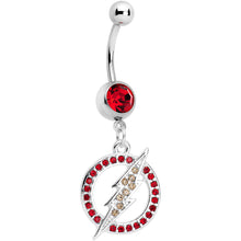 Load image into Gallery viewer, Red Gem Stainless Steel Licensed The Flash Logo Dangle Belly Ring

