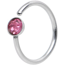Load image into Gallery viewer, 20G 5/16 Stainless Steel Bright Pink Gem Round Nose Hoop
