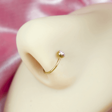 Load image into Gallery viewer, 20G 5/16 Gold IP Stainless Steel Bright Clear Gem Nose Hoop
