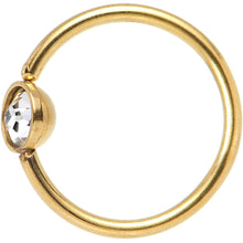 Load image into Gallery viewer, 20G 5/16 Gold IP Stainless Steel Bright Clear Gem Nose Hoop
