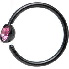 Load image into Gallery viewer, 20G 5/16 Black IP Stainless Steel Bright Pink Gem Nose Hoop
