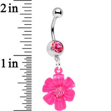 Load image into Gallery viewer, Pink Gem Fresh from the Garden Pink Flower Dangle Belly Ring

