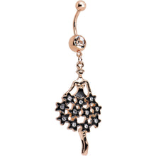 Load image into Gallery viewer, Clear Gem Rose Gold Plated Dancing Skirt of Stars Dangle Belly Ring
