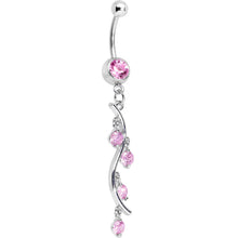 将图片加载到图库查看器，Pink Gem Burst of Budding Drops Dangle Belly Ring
