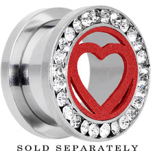 Load image into Gallery viewer, 9/16 Stainless Steel Clear Gem Red Heart Tunnel Plug
