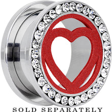 Load image into Gallery viewer, 18mm Stainless Steel Clear Gem Red Heart Tunnel Plug

