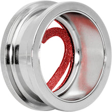 Load image into Gallery viewer, 20mm Stainless Steel Clear Gem Red Heart Tunnel Plug
