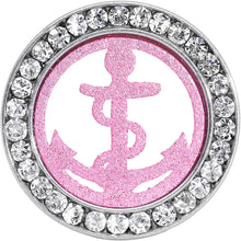 Load image into Gallery viewer, 5/8 Stainless Steel Clear Gem Pink Anchor Tunnel Plug
