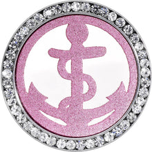 Load image into Gallery viewer, 25mm Stainless Steel Clear Gem Pink Anchor Tunnel Plug
