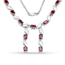 Load image into Gallery viewer, 7.65 Carat Genuine Garnet .925 Sterling Silver Necklace
