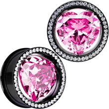 Load image into Gallery viewer, 25mm Pink Heart Insert Anodized Titanium Internally Threaded Plug Set
