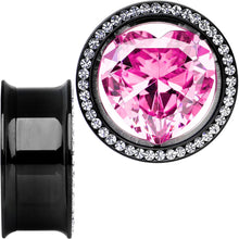 Load image into Gallery viewer, 25mm Pink Heart Insert Anodized Titanium Internally Threaded Plug Set

