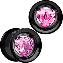 将图片加载到图库查看器，13mm Pink Heart Black Anodized Titanium Internally Threaded Plug Set
