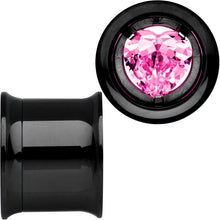 将图片加载到图库查看器，13mm Pink Heart Black Anodized Titanium Internally Threaded Plug Set
