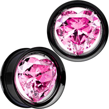 将图片加载到图库查看器，25mm Pink Heart Black Anodized Titanium Internally Threaded Plug Set
