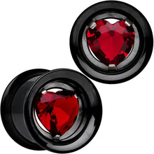Load image into Gallery viewer, 13mm Red Heart Black Anodized Titanium Internally Threaded Plug Set
