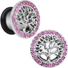 将图片加载到图库查看器，00G Pink Gem Stainless Steel Single Flare Tree of Life Plug Set
