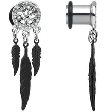 Load image into Gallery viewer, 0G Clear Gem Steel Single Flare Tree of Life Dangle Plug Set

