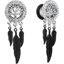 将图片加载到图库查看器，00G Clear Gem Steel Single Flare Tree of Life Dangle Plug Set
