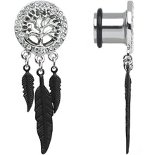 将图片加载到图库查看器，00G Clear Gem Steel Single Flare Tree of Life Dangle Plug Set
