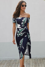 Load image into Gallery viewer, Charming Printed Off-Shoulder Midi Dress with Slit Classy &amp; Feminine Look
