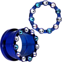 将图片加载到图库查看器，3/4 Dark Blue Titanium Tunnels with Removable Dermal Tops
