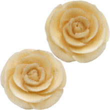 Load image into Gallery viewer, Organic Off White Wood Hand Carved Rosebud Stud Earrings
