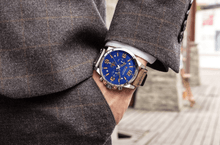 Load image into Gallery viewer, Retro  Waterproof Watch With Chronometers Steel Case And Leather Belts Unique Design Excellent Look Perfect Gift For Your Man
