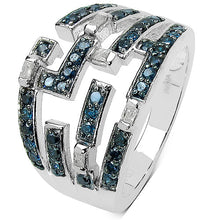 Load image into Gallery viewer, 0.59 Carat Genuine Blue Diamond &amp; White Diamond .925 Sterling Silver Ring
