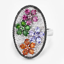 将图片加载到图库查看器，5.01 Carat Genuine Multi Stones .925 Sterling Silver Ring
