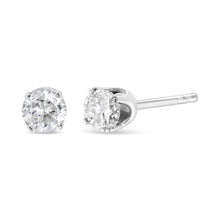 Load image into Gallery viewer, 14K White Gold 1.0 Cttw 4-Prong Set Brilliant Round-Cut Solitaire Lab Grown Diamond Push Back Stud Earrings (E-F Color, VVS2-VS1 Clarity)
