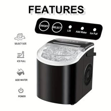 Load image into Gallery viewer, Countertop Portable Ice Maker – 26lb/24h, 9 Cubes/6min, Black

