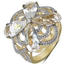 Load image into Gallery viewer, 14K Yellow Gold Plated 6.69 Carat Genuine Crystal Quartz &amp; White Diamond .925 Sterling Silver Ring
