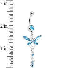 Load image into Gallery viewer, Aqua Gem Butterfly Dangle Belly Ring
