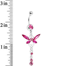 将图片加载到图库查看器，Pink Gem Butterfly Dangle Belly Ring

