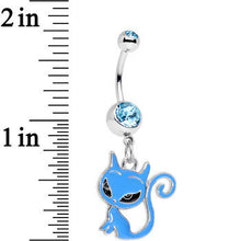 将图片加载到图库查看器，Aqua Gem Kitten Dangle Belly Ring
