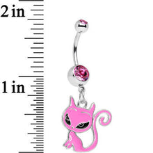 将图片加载到图库查看器，Pink Gem Kitten Dangle Belly Ring
