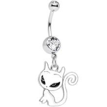 Load image into Gallery viewer, Clear Gem Kitten Dangle Belly Ring
