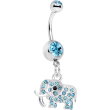 将图片加载到图库查看器，Aqua Paved Elephant Dangle Belly Ring
