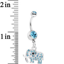 将图片加载到图库查看器，Aqua Paved Elephant Dangle Belly Ring
